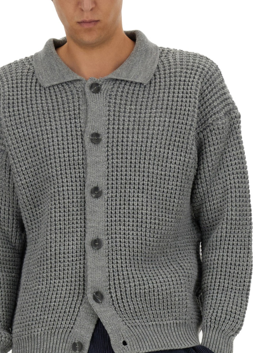 Grey Shirt Collar Cardigans