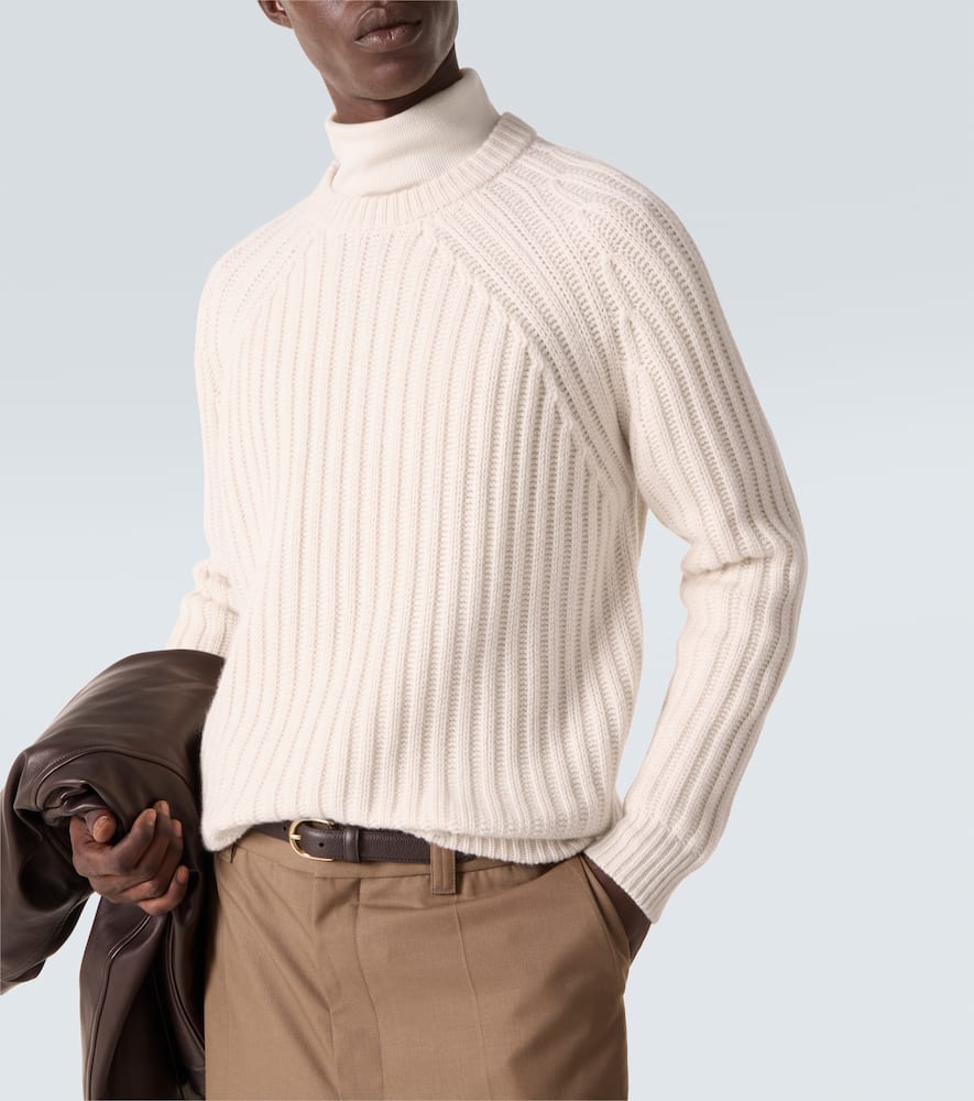 Ribbed-knit wool and cashmere sweater