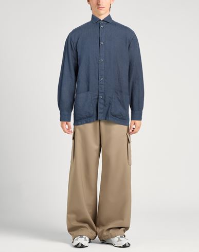 Man Shirt Slate blue Size 40 Linen