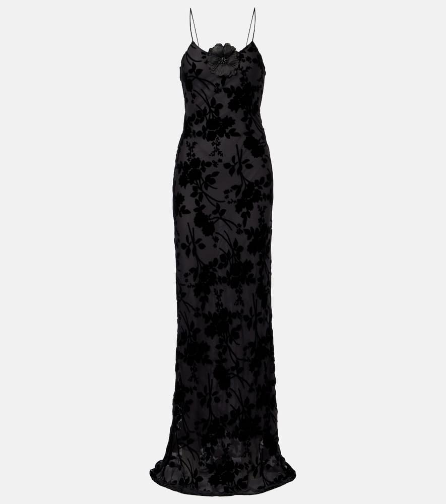 Devoré floral velvet gown