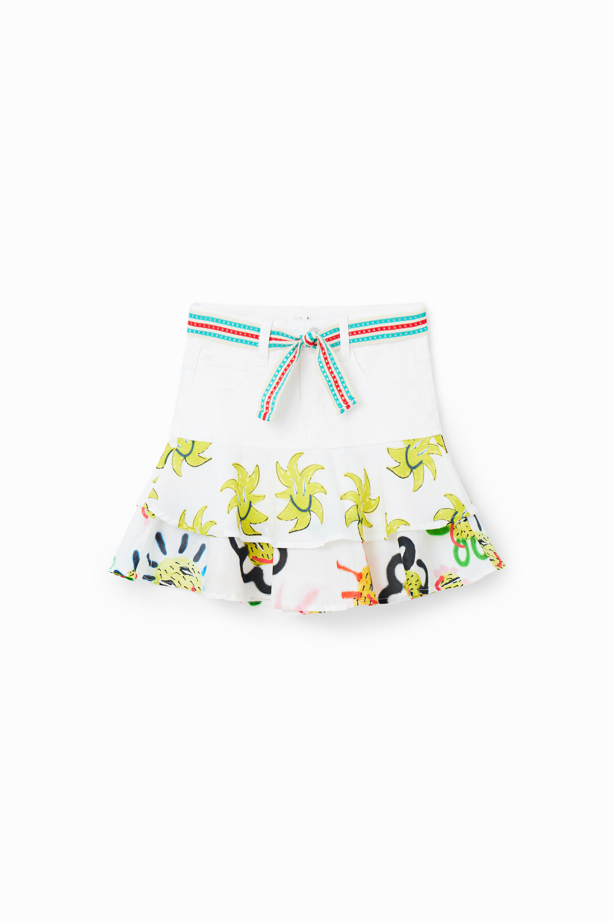 Sun ruffle denim mini skirt