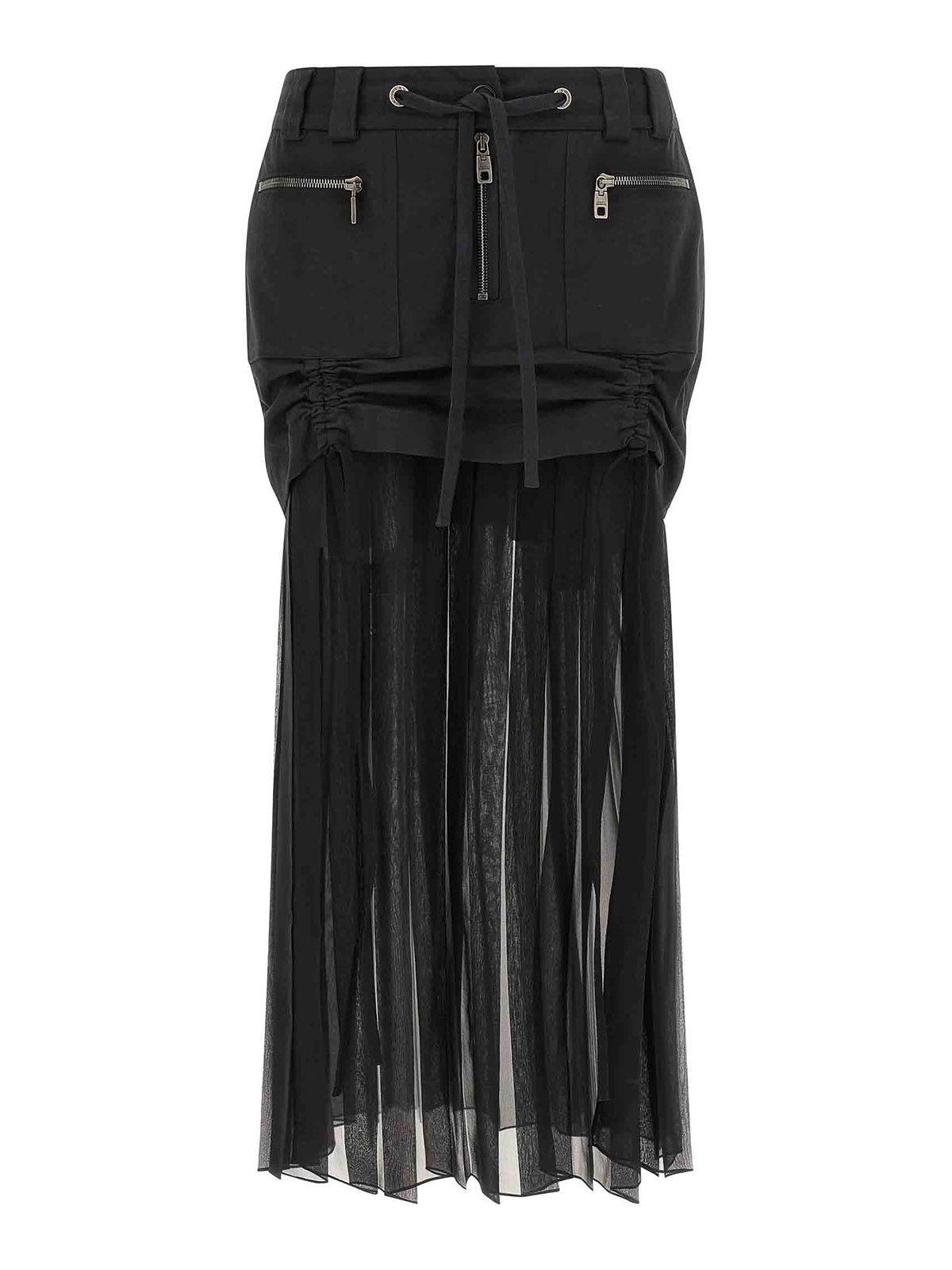 Twill And Chiffon Skirt