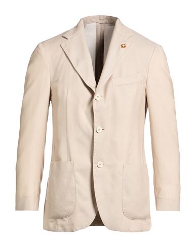 Man Blazer Beige Size 40 Tencel, Wool