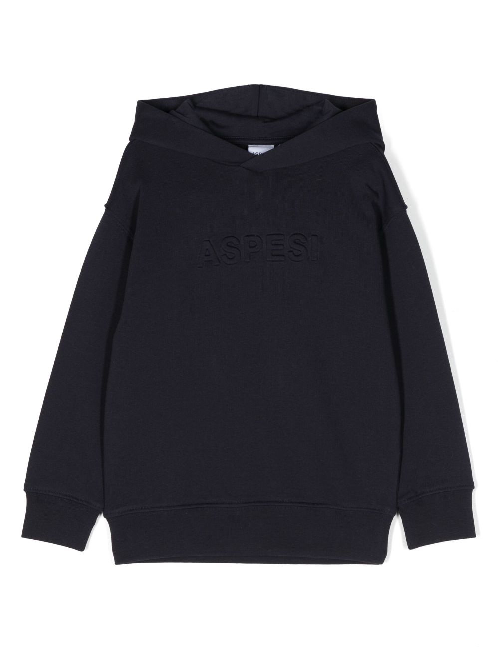 Embossed-logo cotton jersey hoodie - Blue