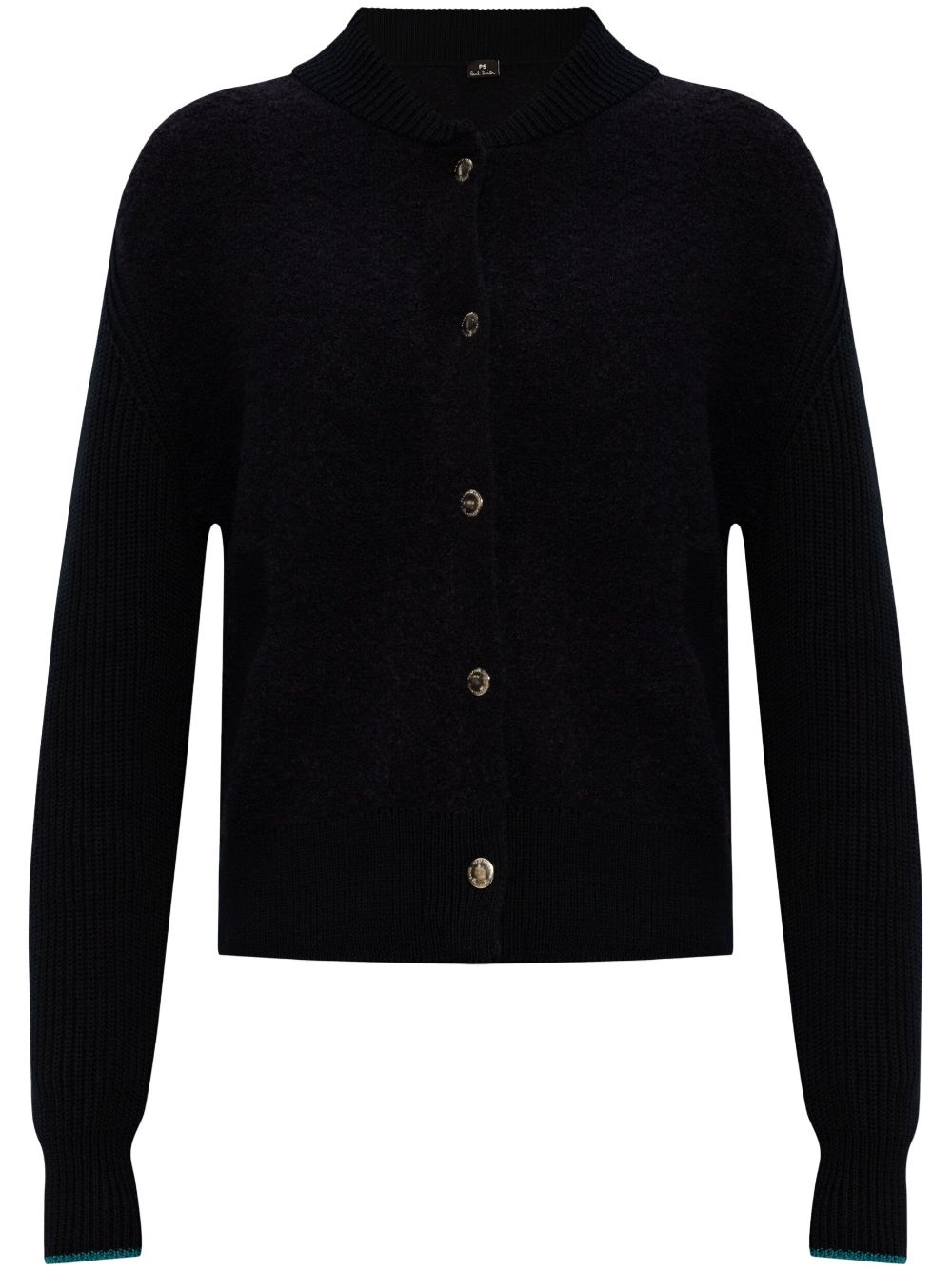Contrasting-trim cotton cardigan - Black