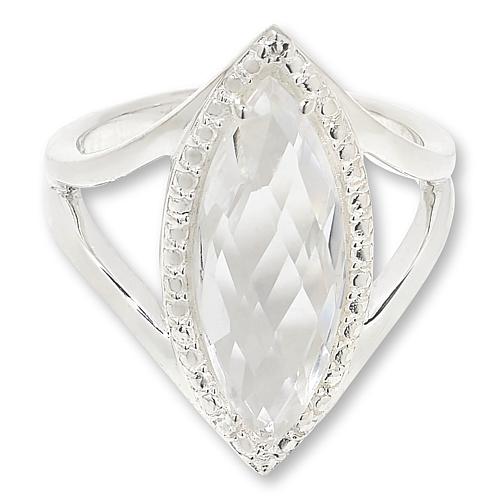 """Diamond"" Quartz Marquise Briolette Ring