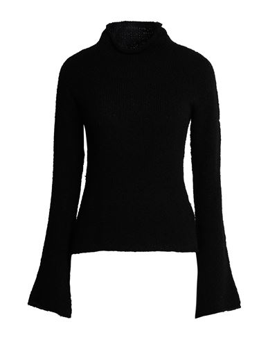 Woman Turtleneck Black Size M Merino Wool, Silk