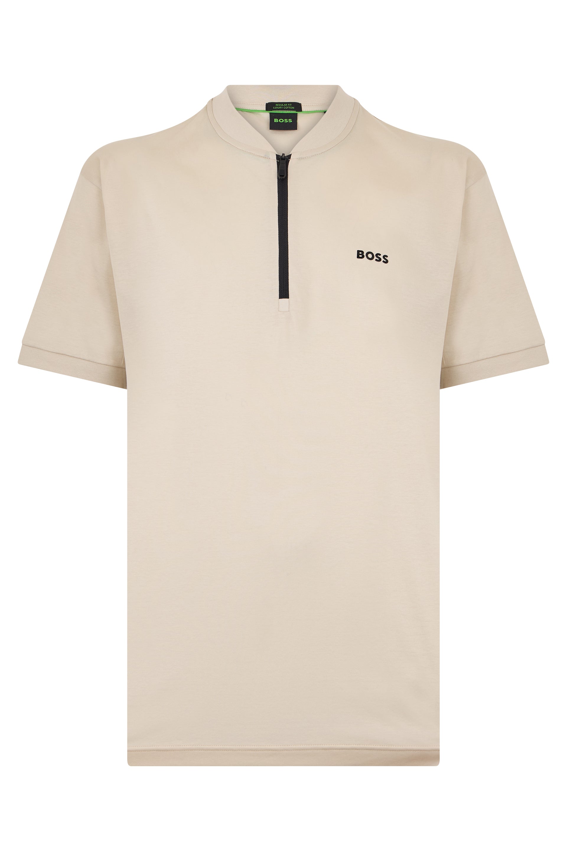 Zip Collar T-Shirt — Beige