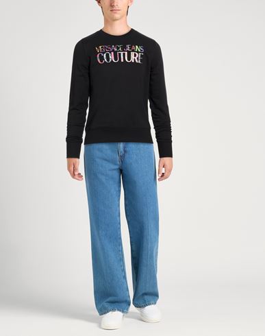 Man Sweatshirt Black Size XS Cotton, Elastane