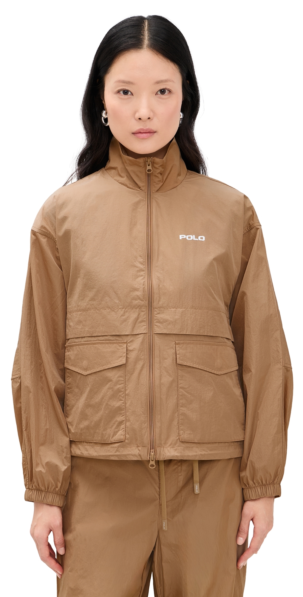 Nylon Windbreaker Jacket Cafe Tan