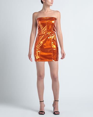 Woman Mini dress Orange Size 1 Polyurethane, Polyester, Elastane