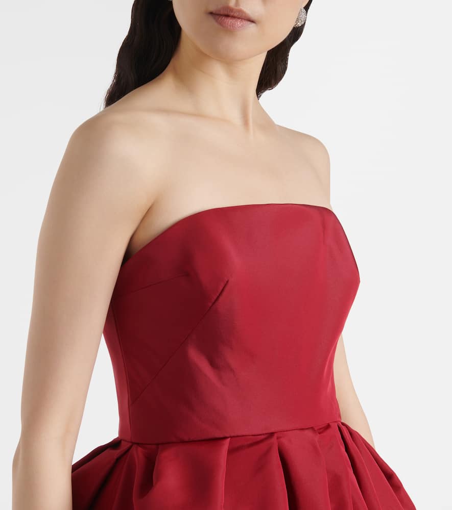 Strapless belted silk cocktail dress