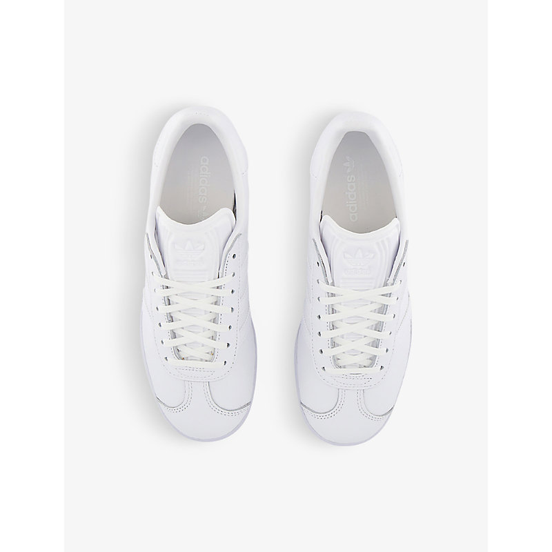 Mens White White Gazelle Lace-up Leather Trainers
