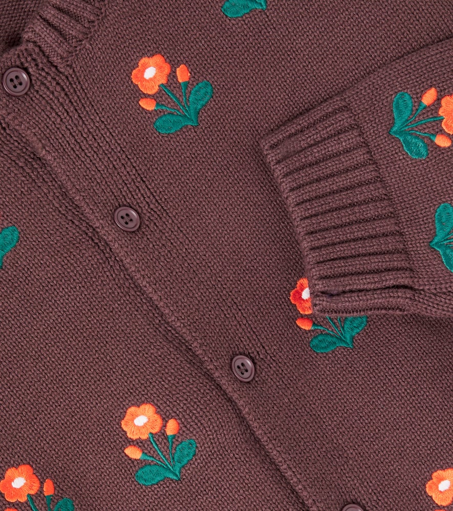 Flower cotton and wool cardigan