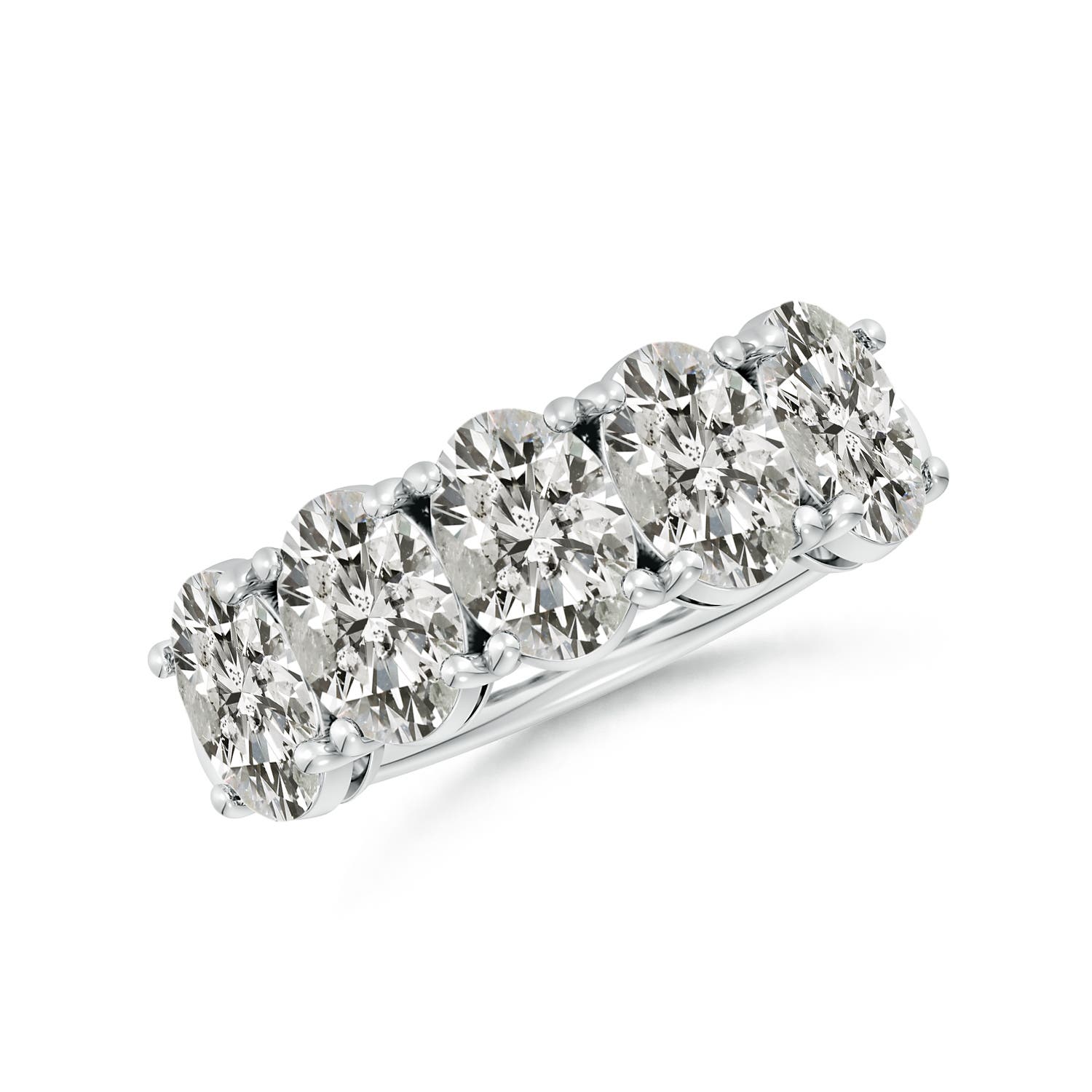 Angara 3.8 Carats Oval Diamond Five Stone Classic Anniversary Ring in Platinum