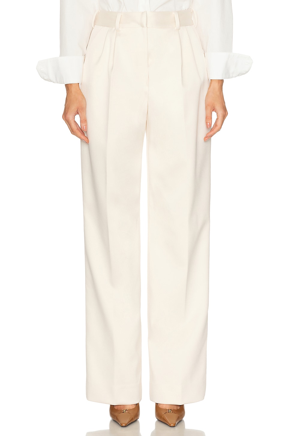 AKNVAS Dutches Satin Pant in Cream - Cream.  8 also in 0, 2