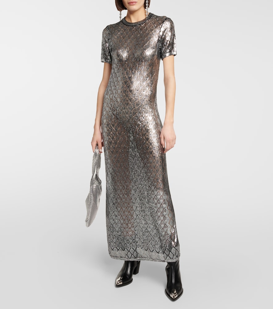 Metallic knit maxi dress