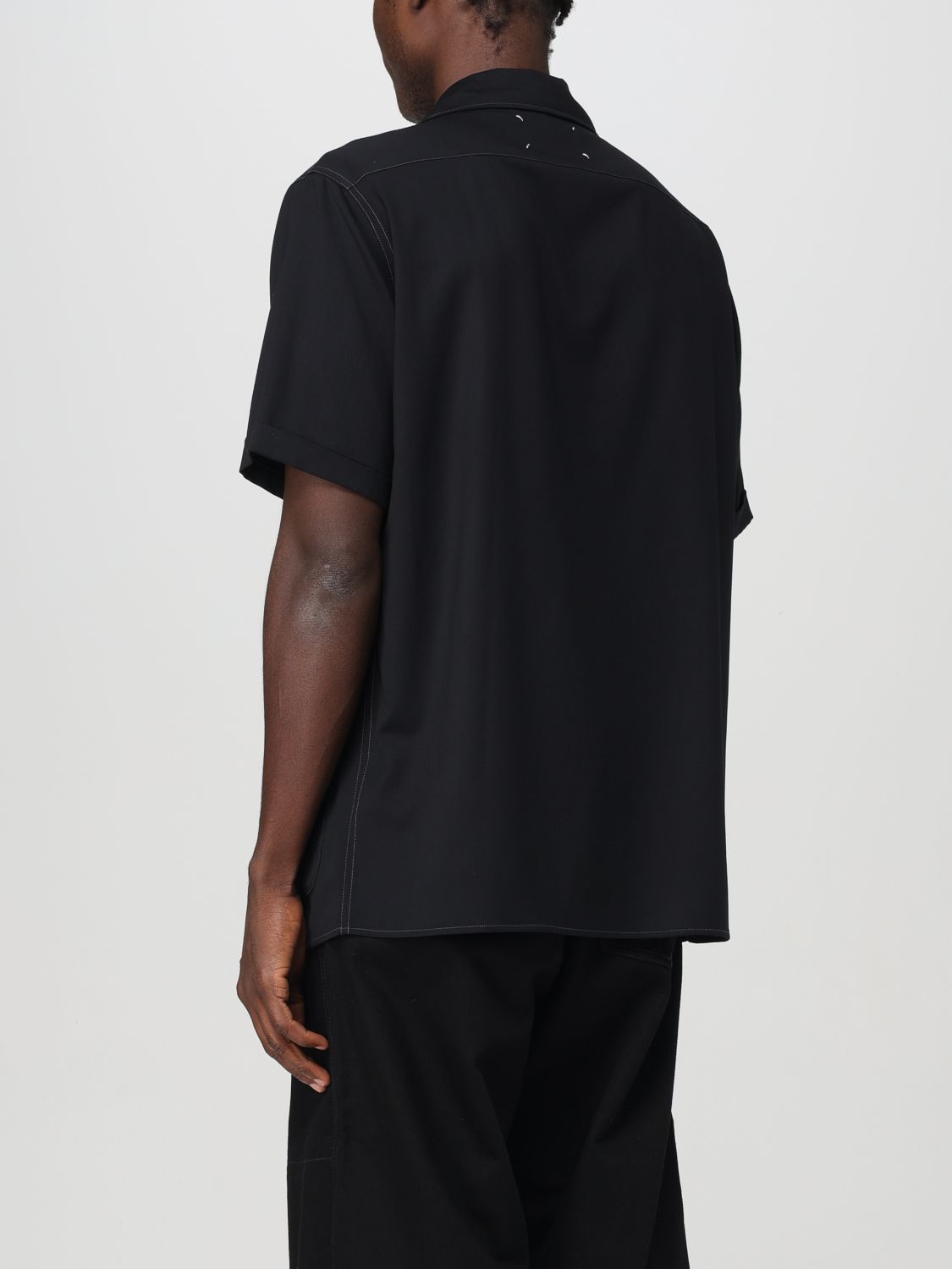 Short-sleeve wool shirt - Black