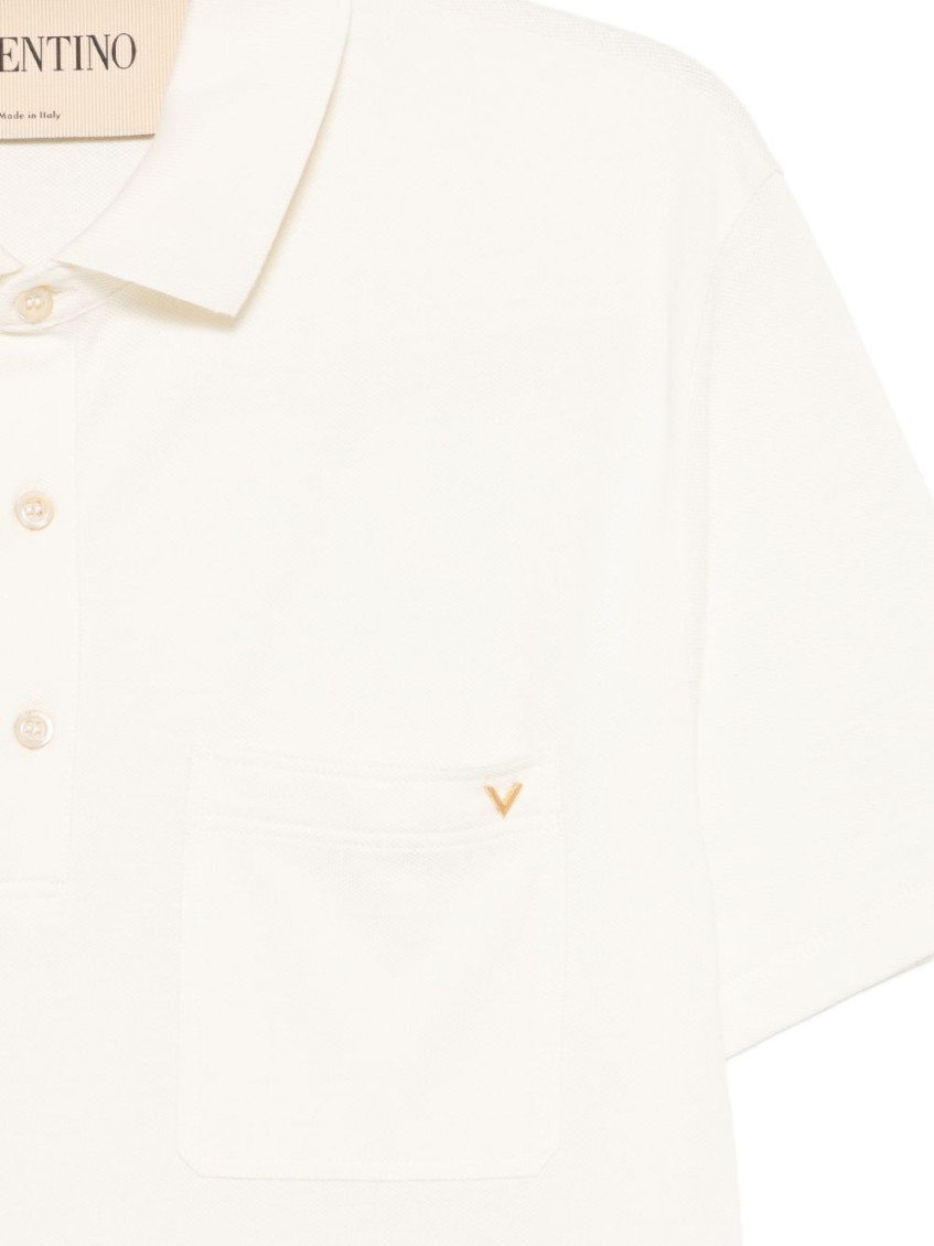 Off White Solid Shirt Collar Polo