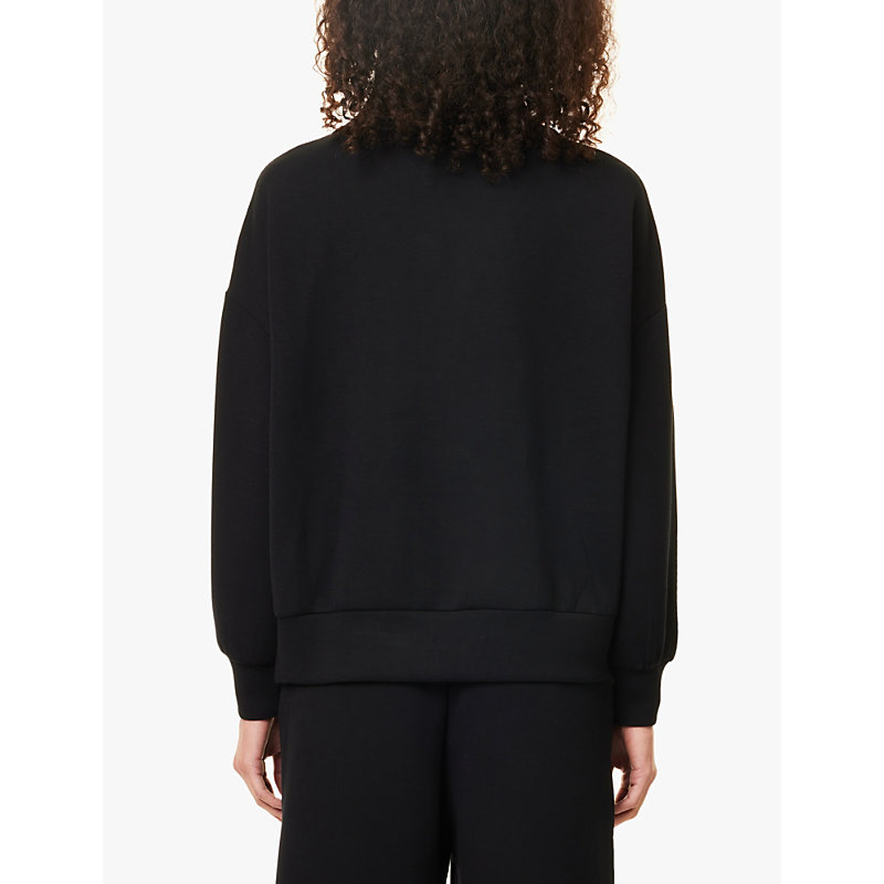 Womens Black Hawley Funnel-neck Stretch-woven Jersey Sweatshirt S