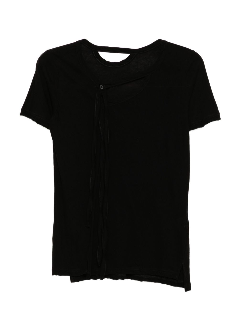 Tie-detailing cotton T-shirt - Black