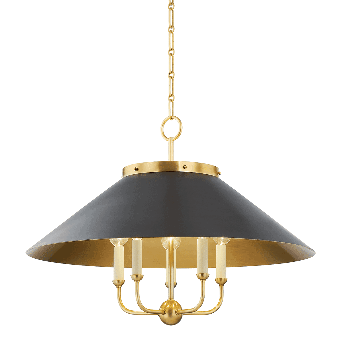 Aged Brass Distressed Bronze Five Light Chandelier from the Clivedon Collection