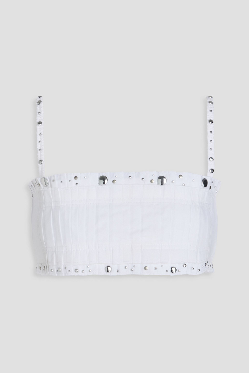 Cropped studded cotton-blend poplin top - White - FR 40