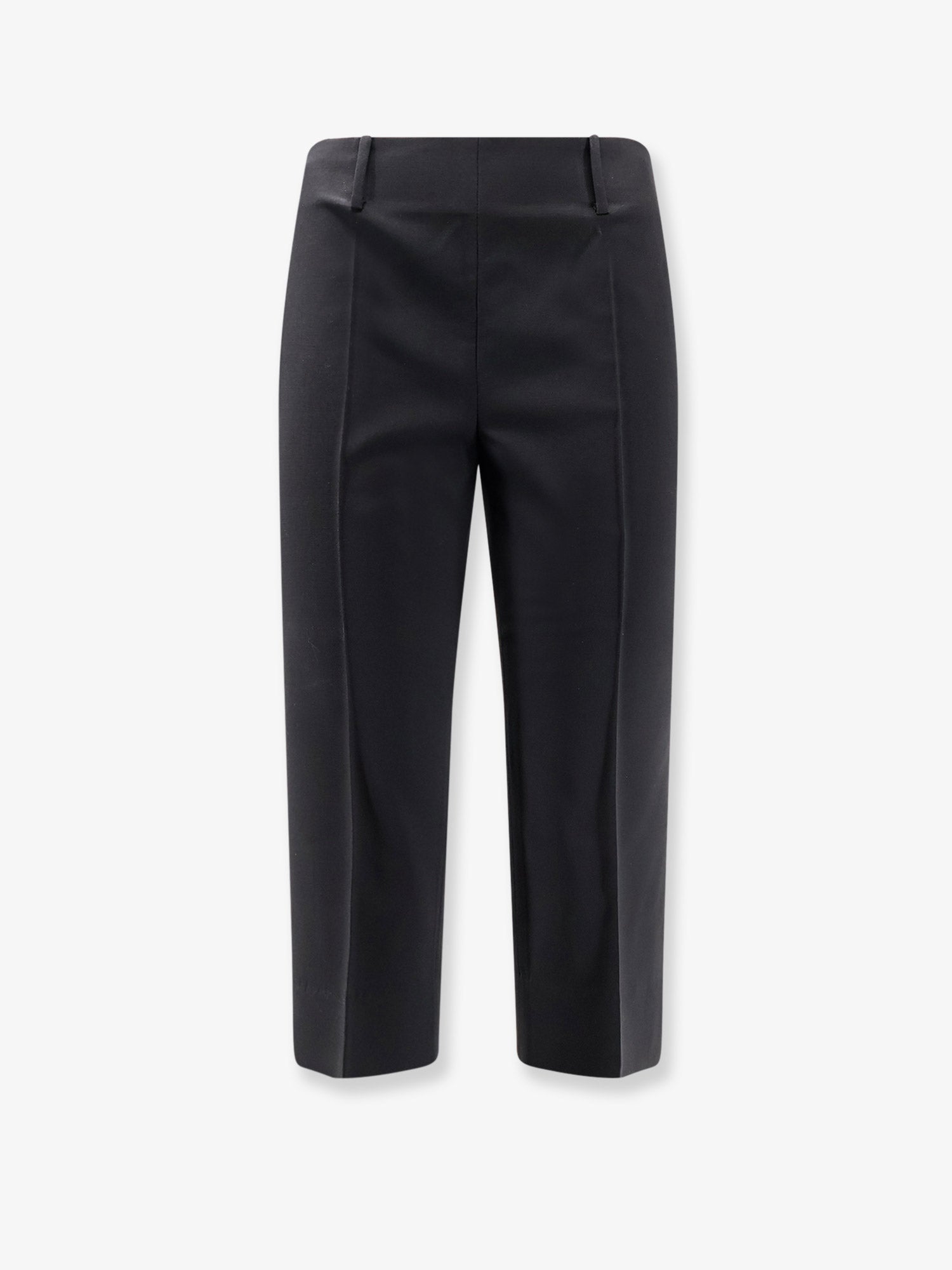 Wool-Blend Cropped Trousers — Black