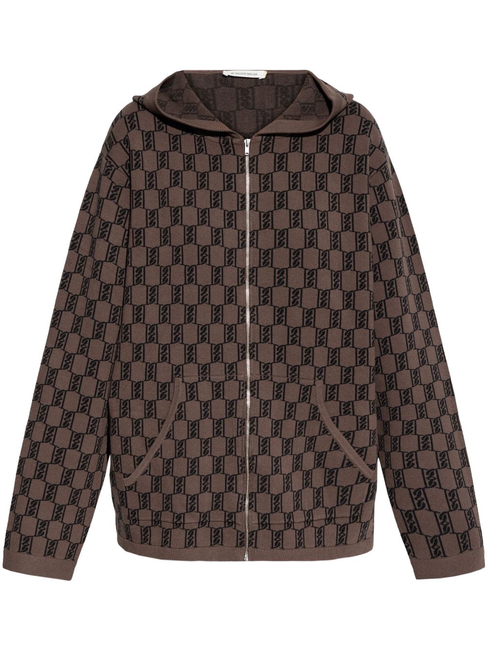 Monogram-pattern hoodie - Brown