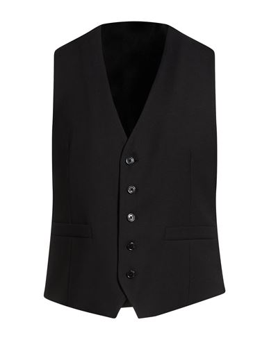 Man Tailored Vest Black Size 38 Wool