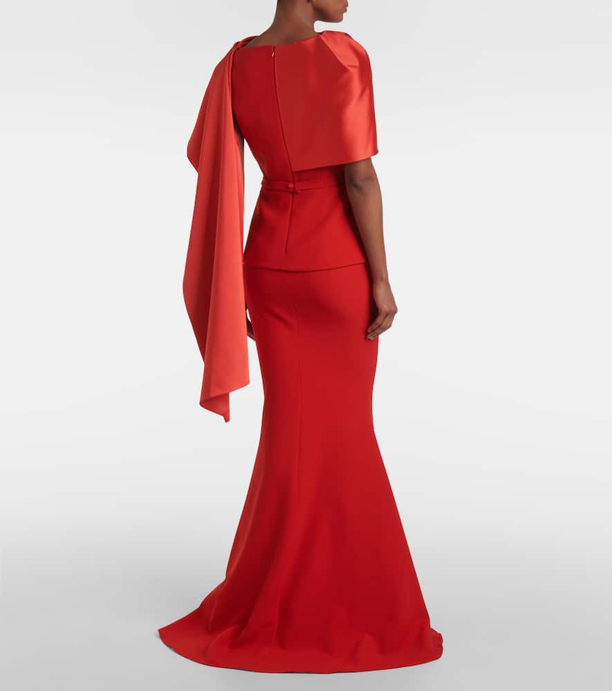 Safiyaa Evangelina caped crêpe gown