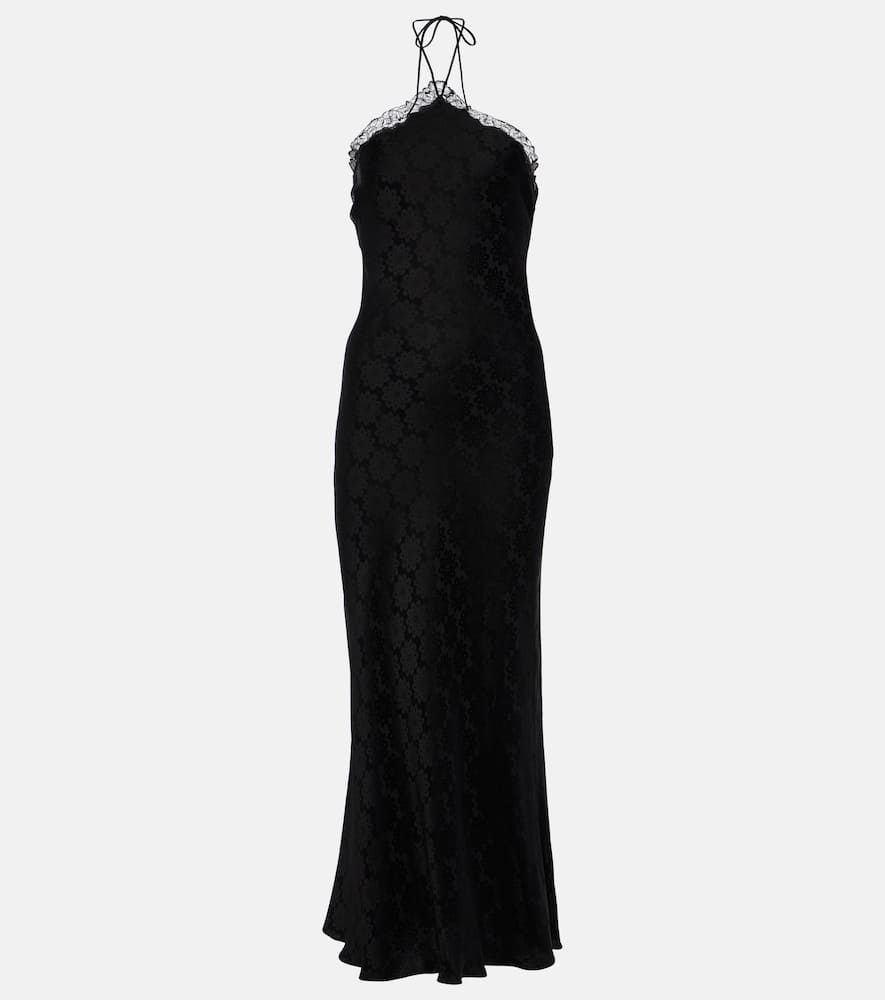Floral jacquard lace midi dress