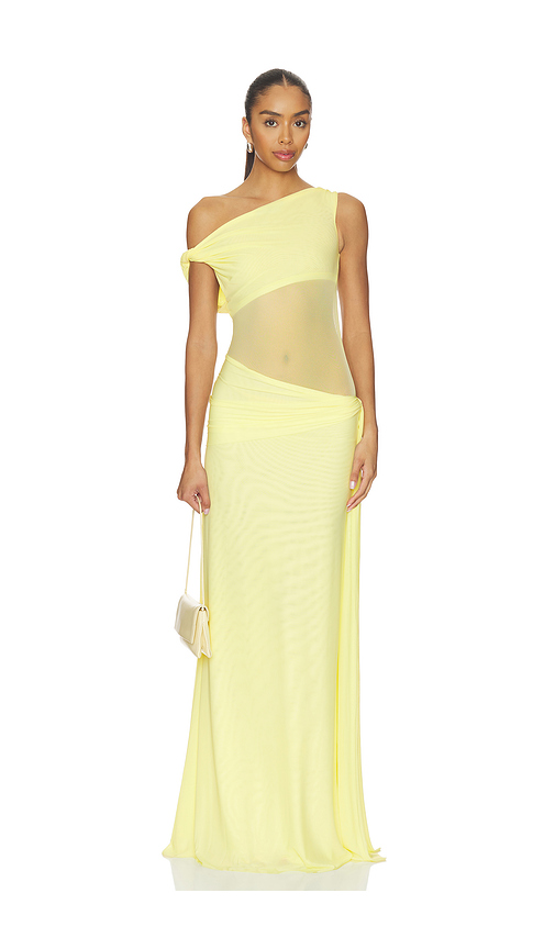MISHA The Sisal Mesh Dress in Lemon. M. Also in