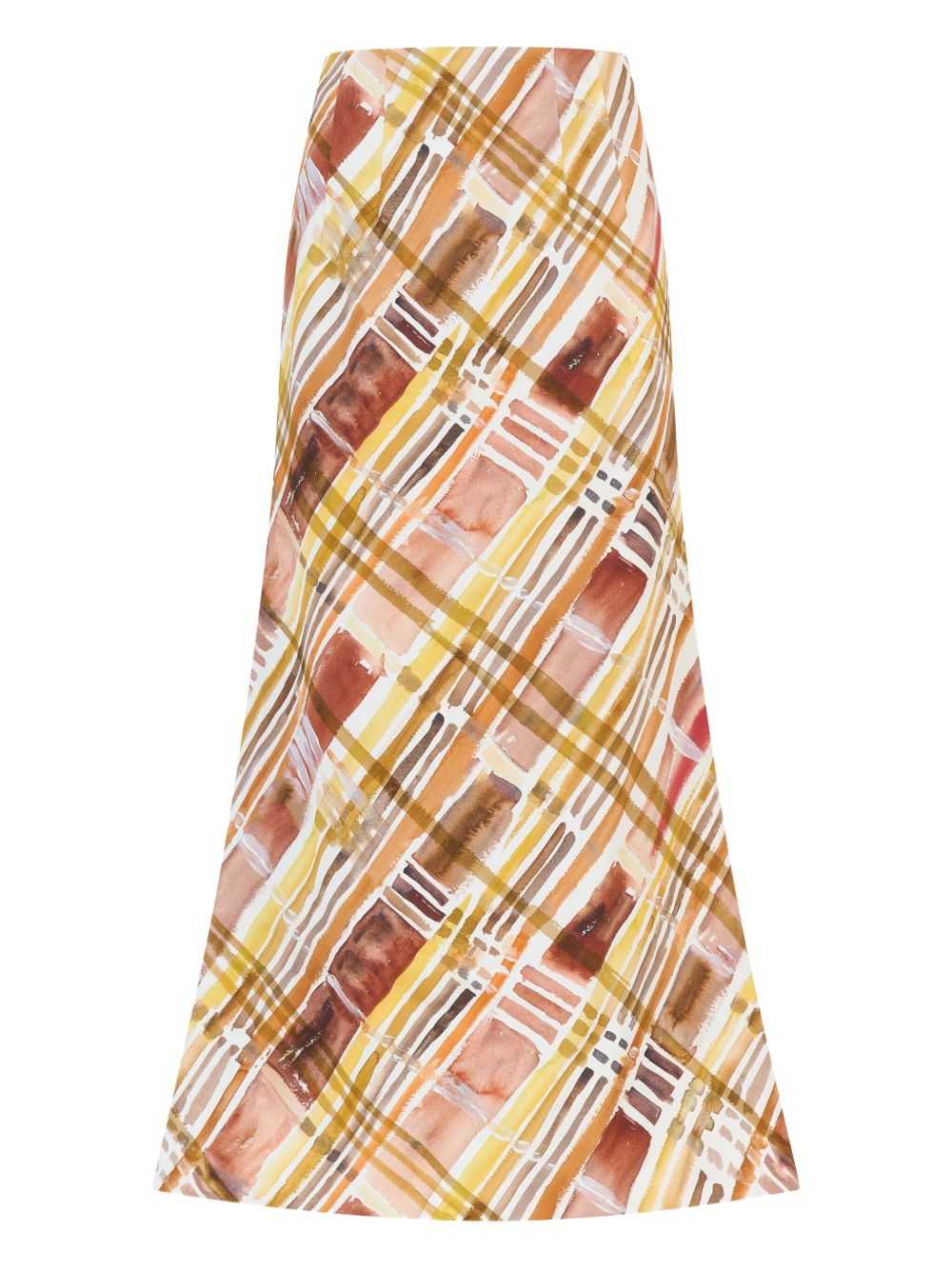 Abstract-pattern midi skirt - Yellow