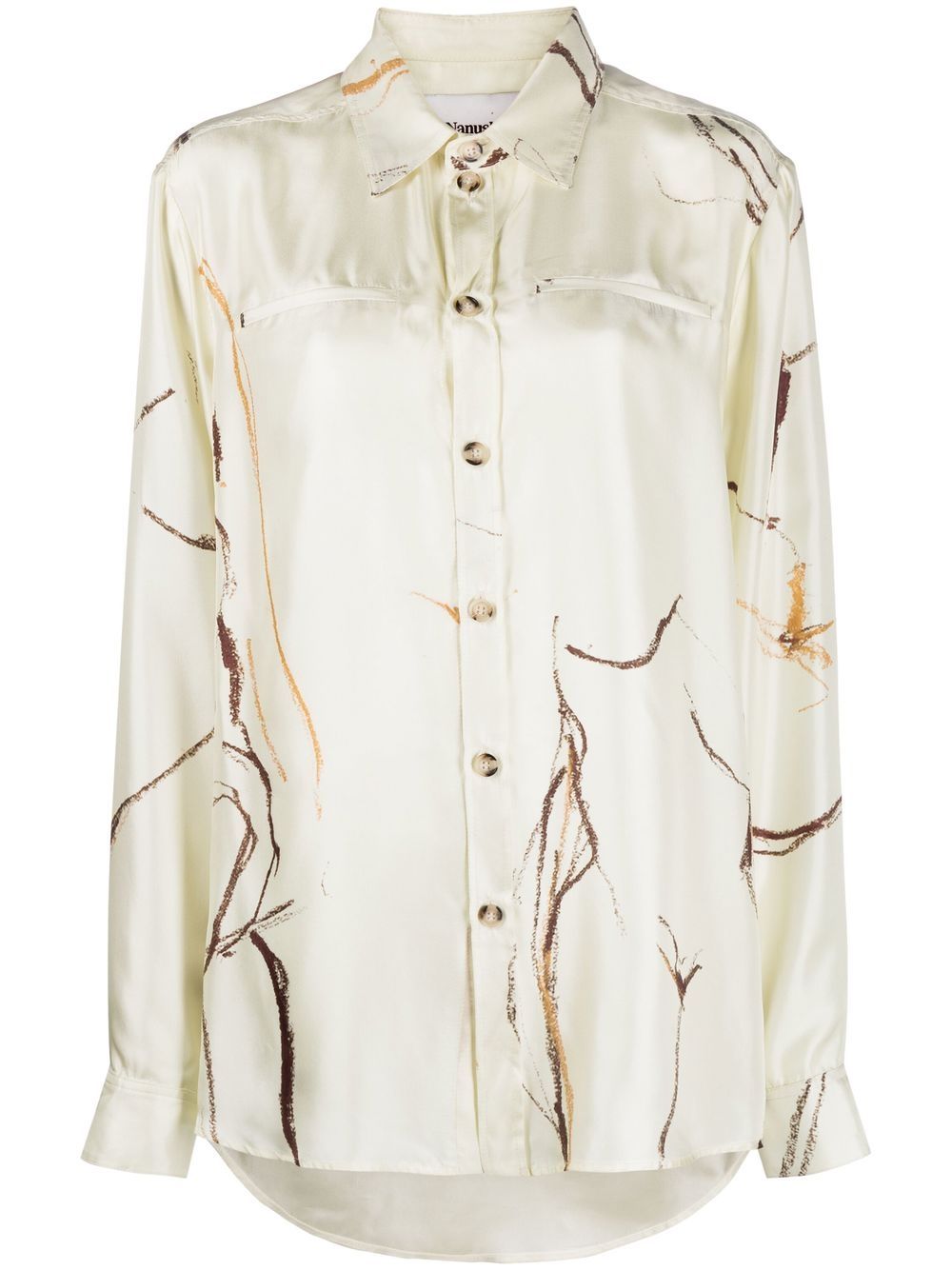 Oversize printed silk shirt - Neutrals