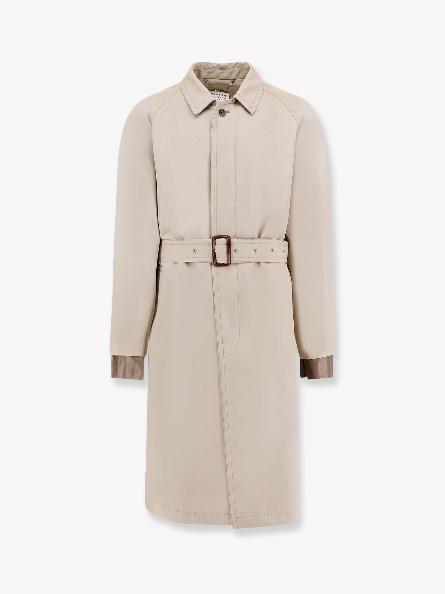 -Long Single-Breasted Trench Coat Trench E Impermeabili Beige-Uomo
