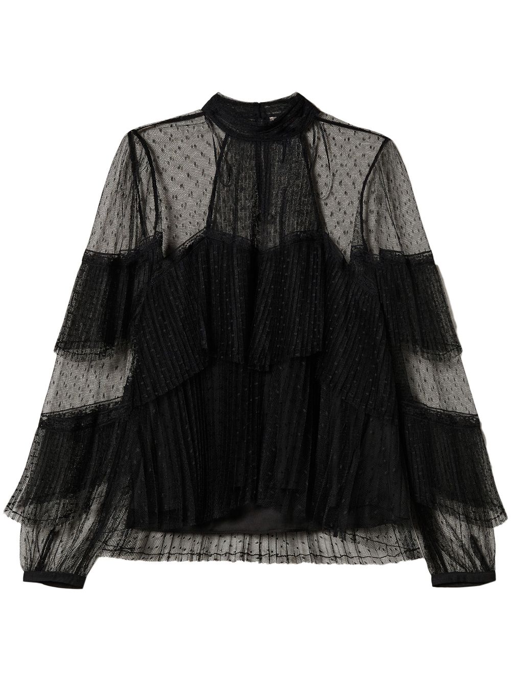 Pleated tulle blouse - White