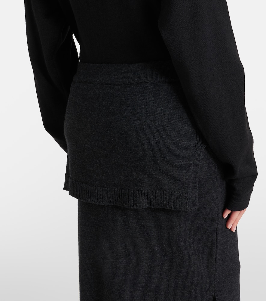 Wool-blend midi skirt