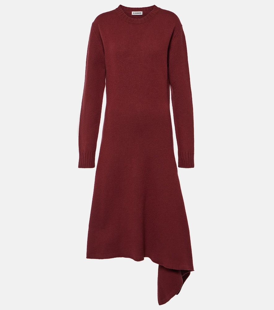 Asymmetric wool maxi dress