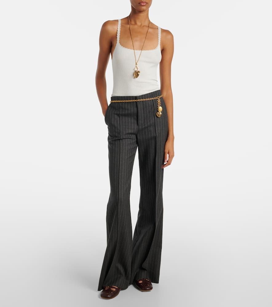Chloé Pinstriped virgin wool wide-leg pants