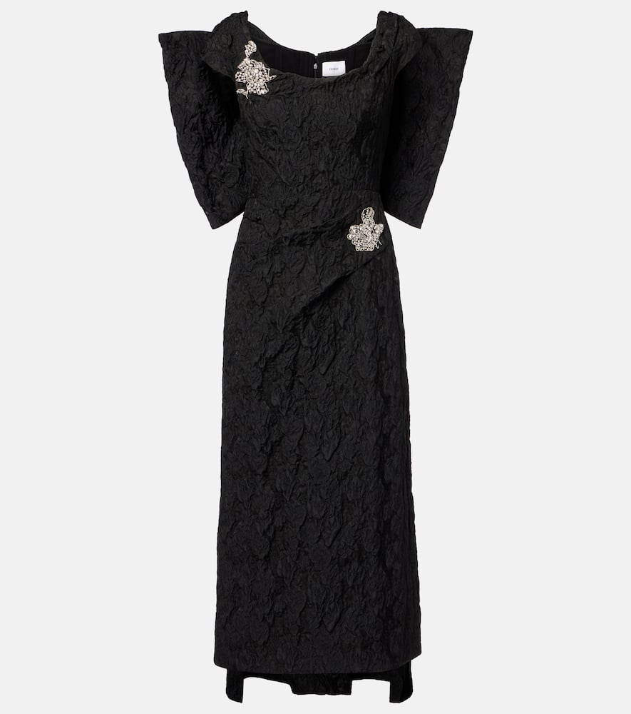 Embroidered cloque jacquard gown
