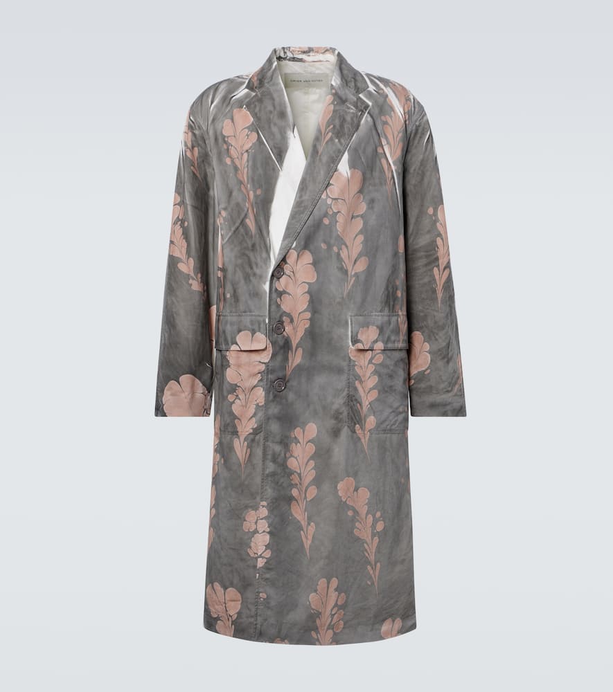 Printed double-breasted cotton coat