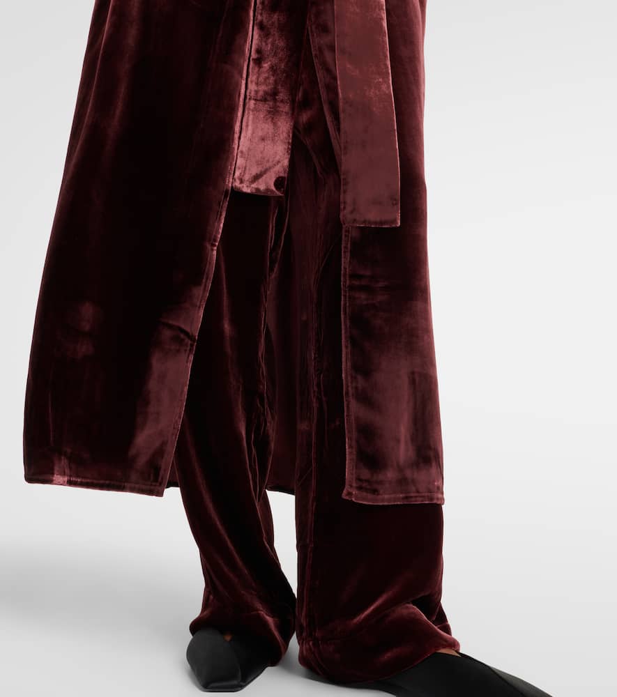 Belted velvet midi dress