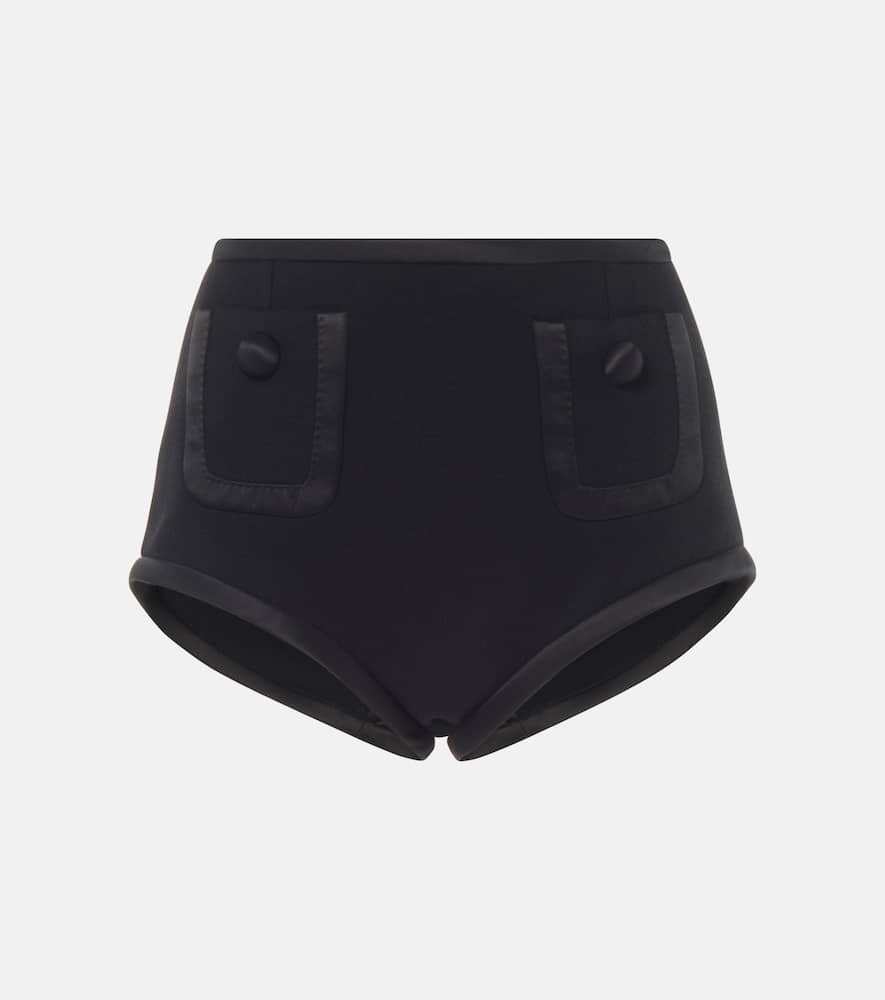 High-rise wool and silk shorts