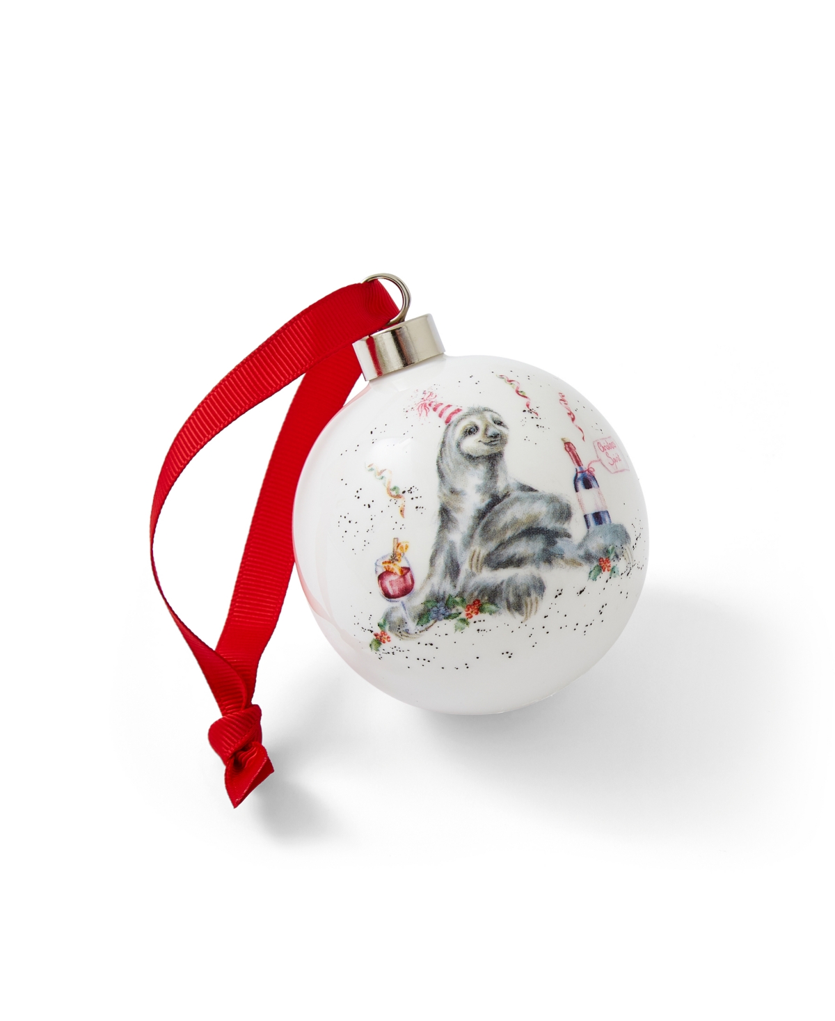 Holiday Spirits Bauble Sloth - White