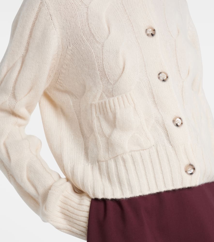 Cable-knit cashmere and silk cardigan