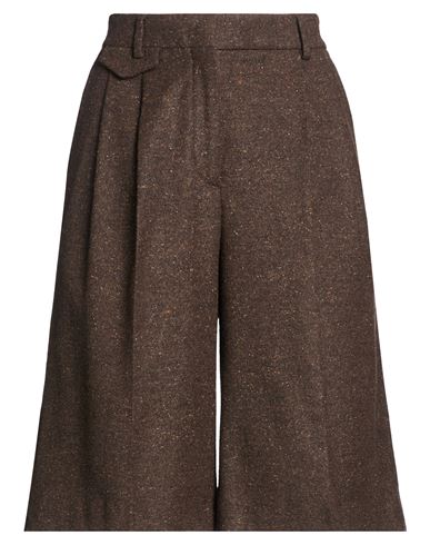 Slowear Woman Shorts & Bermuda Shorts Dark brown Size 4 Virgin Wool, Polyamide, Silk, Elastane