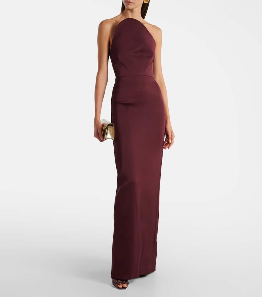 Asymmetric satin gown