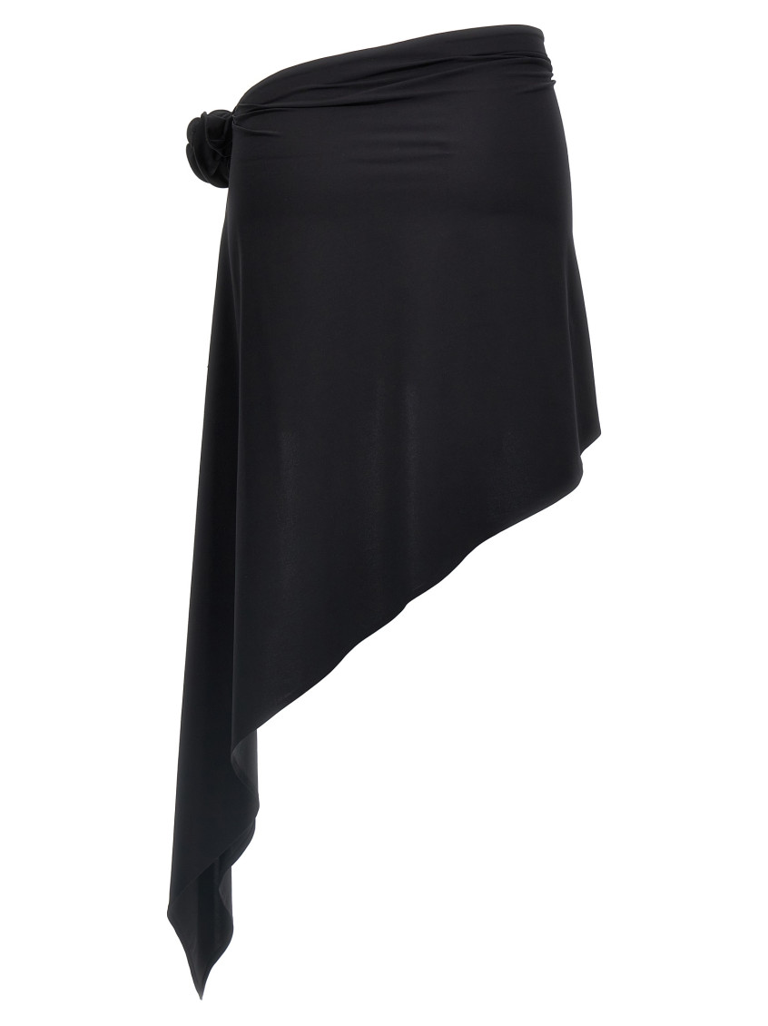 Mini Skirt With Drape And Floral Applique