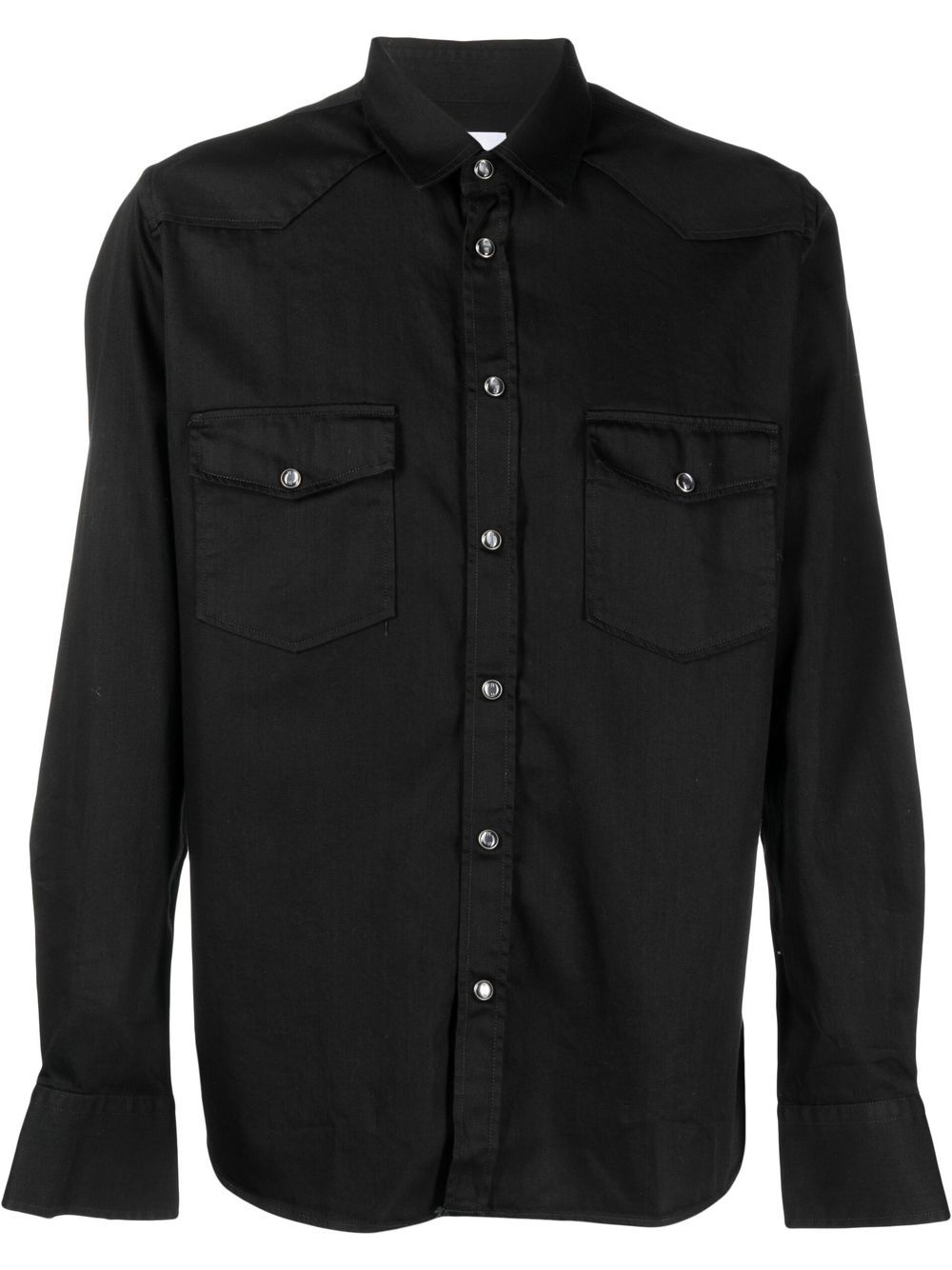 Flap-pockets button-up shirt - Black